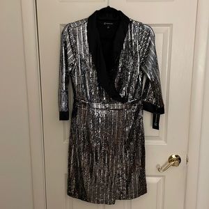 INC Sequin Tuxedo Dress Sz M NWT